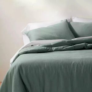 Casaluna queen brushed linen duvet cover set